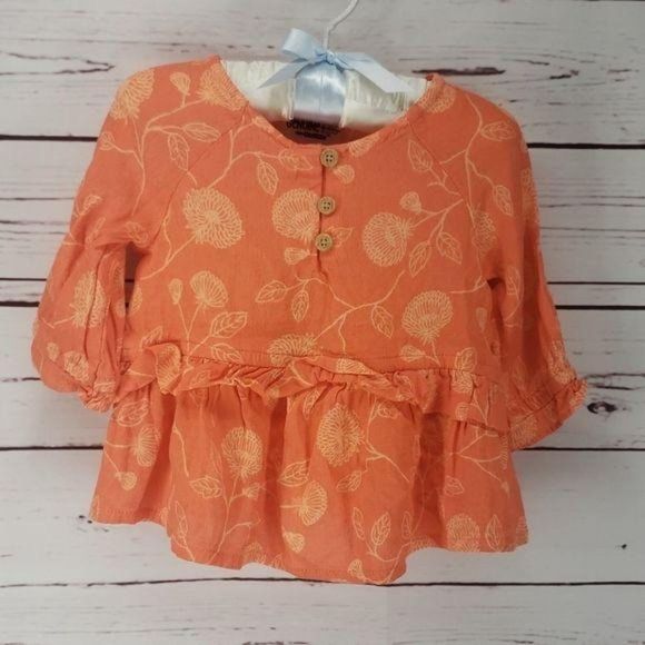 Osh kosh Genuine Kids 18 months Orange Fall Floral Infant Top blouse peplum bott - Picture 2 of 8